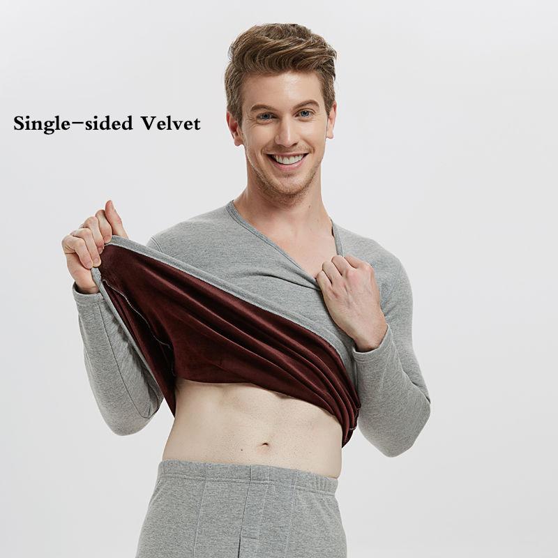 Men Winter Plus Velvet Thicken Thermal Underwear Tight Suit Wearable Comfortable Versatile Soft Lining O-neck Male Pajamas Spring Long Sleeve Clothes