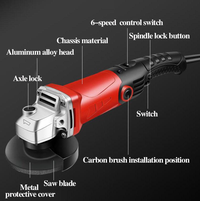 2980W Powerful Angle Grinder Wired Cutting Machine Multi-function Polisher Handheld Electric Grinder 4m Line