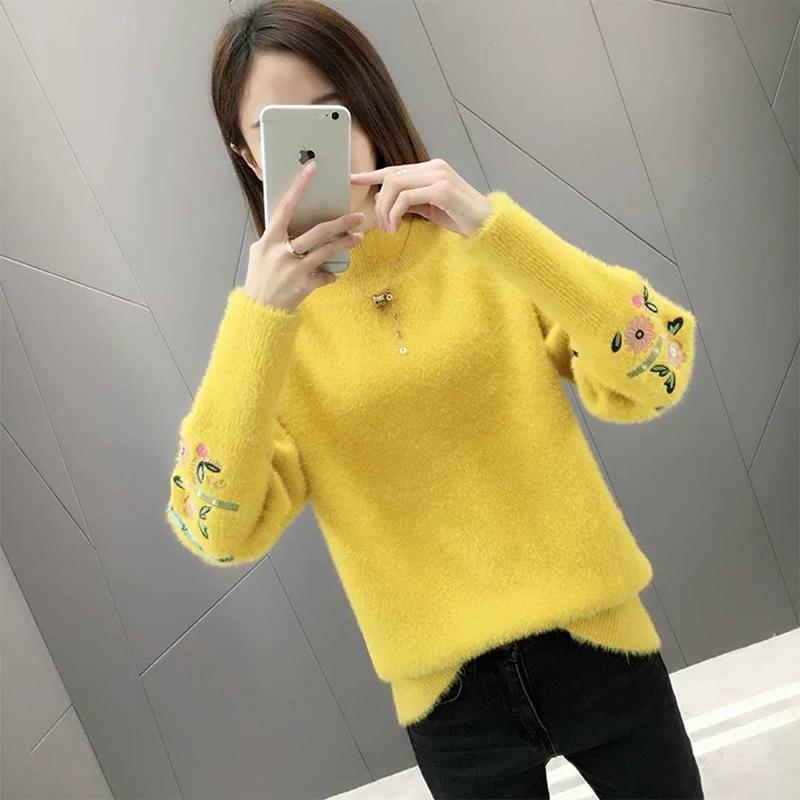 Warm sweater winter ladies large size sweater water jacket cashmere round neck sweater cashmere