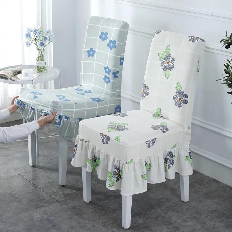 Dining Chair Cover Spandex Elastic Pastoral Print Modern Slipcovers Furniture Cover Kitchen Wedding housse de chaise 1PC