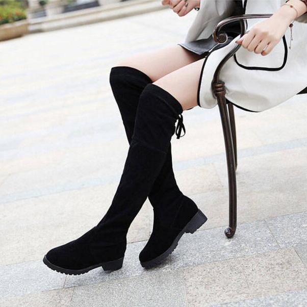 Flat Thigh High Boots Winter Women Over The Knee Boots Suede Ladies Boots Woman Shoes Boots 2019