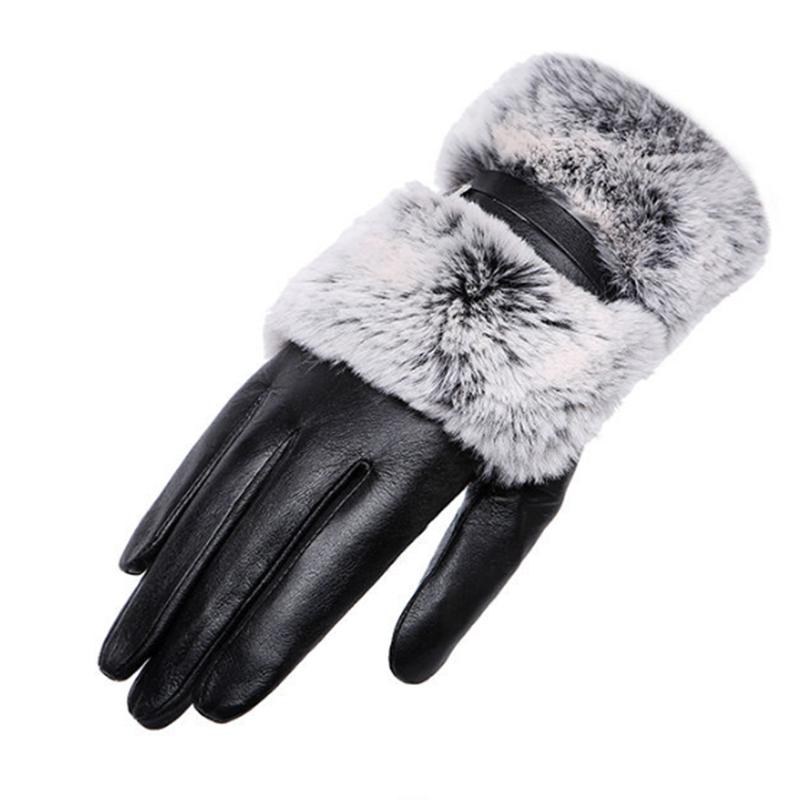 High Quality Ladies Goat Leather Gloves Spring Autumn Driving Mittens Plus Cashmere Warm Cycling Leather Gloves Windproof Thermal Gloves