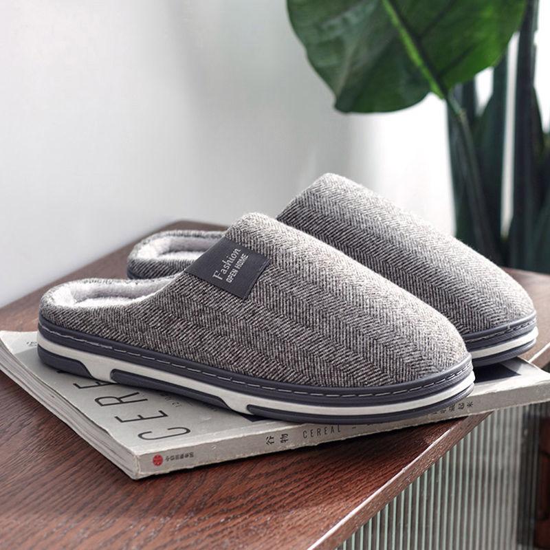 Winter Cotton Slippers Home Non-slip and Deodorant Warm Shoes Couple Style Plus Velvet Cotton Slippers