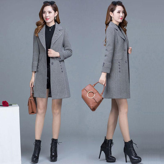 Large Size Woolen Coat Autumn and Winter Large Size Woman's Clothing Long Sleeve Warm Jacket