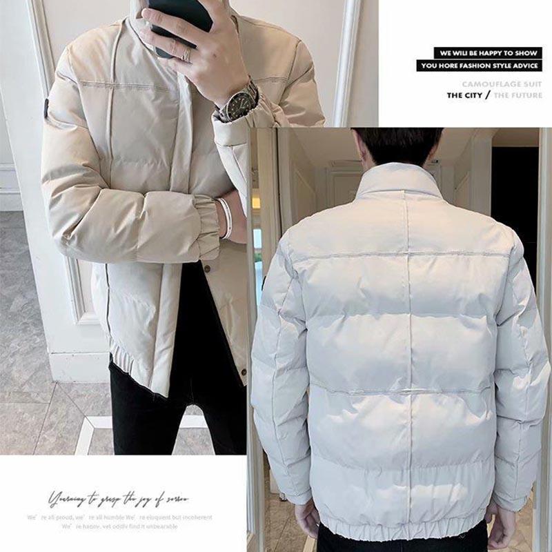 Men's Autumn and Winter Padded Jacket Plus Velvet Thick Warm Jacket Short Tooling Trend Down Jacket