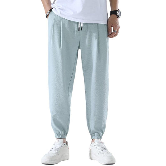 Ice Silk Air-conditioning Pants Men's Quick-drying Footwear Sports Trend Wild Men's Pants Nine Points Men's Casual Pants Summer Thin Section