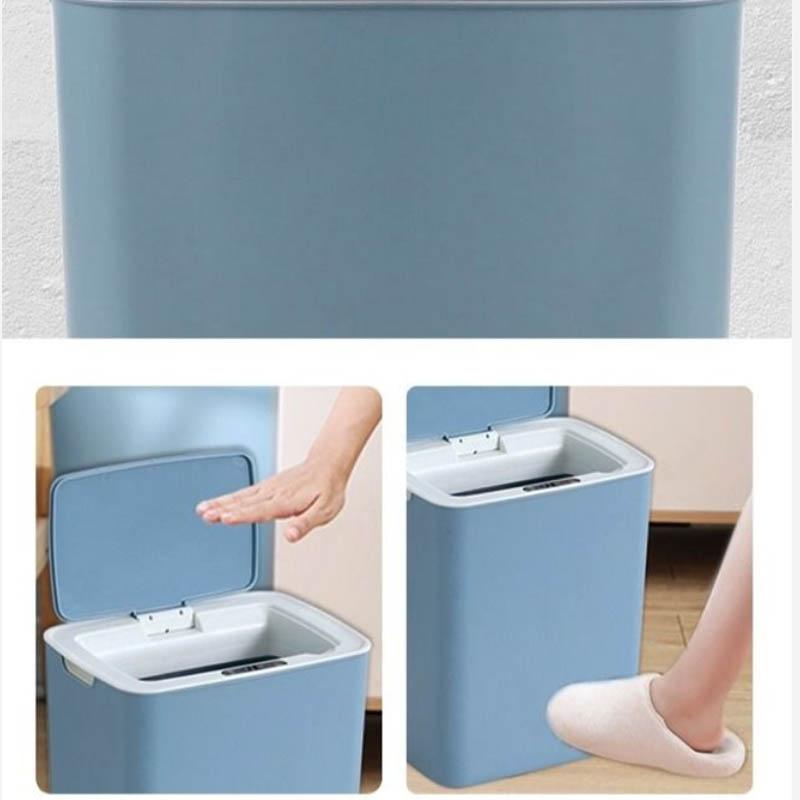 14 Liters Smart Trash Can Household Bathroom with Lid Large Living Room Kitchen Automatic Kick Induction Button Three Modes