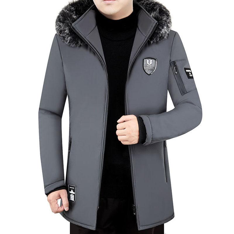 Coat Men's Winter Coat Plus Cotton Thick Big Fur Collar Cotton Coat Korean Warm Cotton Jacket for Men