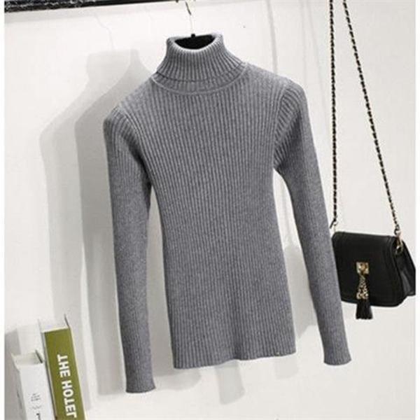 Wild Long Sleeve High Collar Sweater Knitting Sweater Women's Spring and Autumn Bottoming Shirt