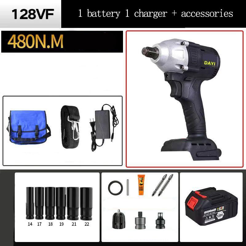 128VF/188VF/258VF High Power Industrial Electric Drill Large Capacity Lithium Battery Auto Repair Motor Electric Wrench 11 Styles Optional