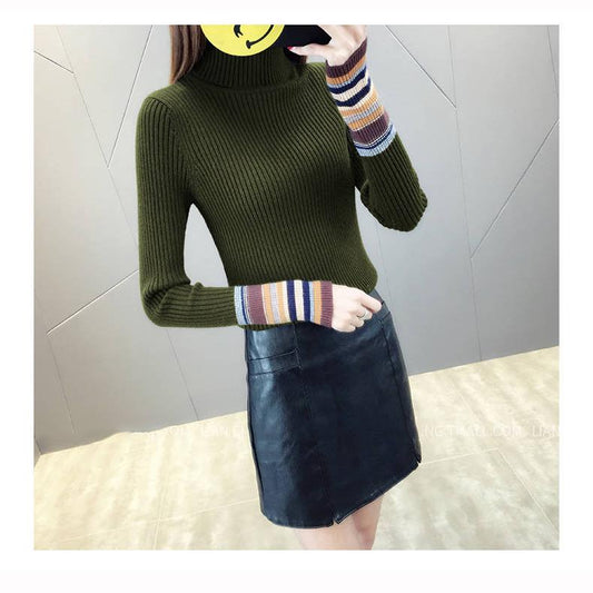 Medium and Long Section High Collar Sweater Winter Knitting Sweaters Large Size Sweater Woman