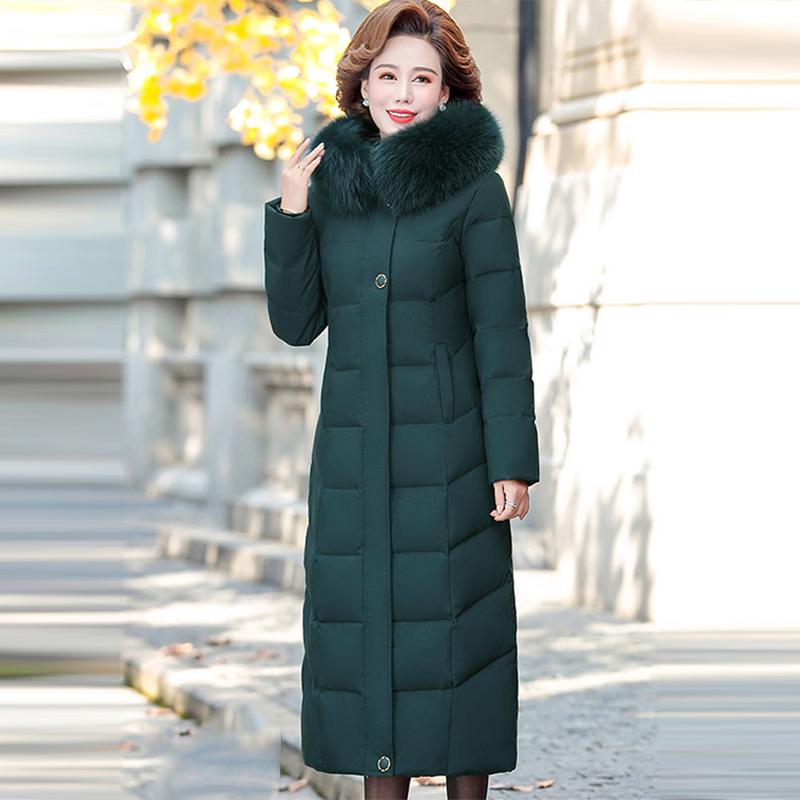 Women's Mid-length Down Jacket Winter Korean Loose Cotton Clothes Casual Hooded Padded Jacket Quilted Jacket