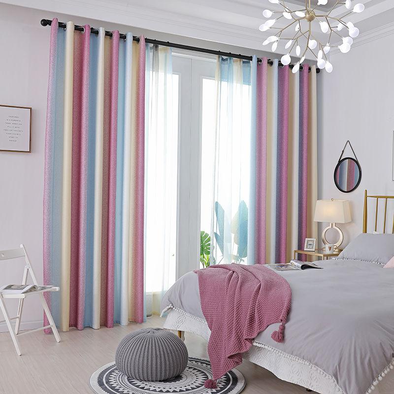 1/2pcs  Modern Gradient Color European Curtains for Living Room Stripe Blackout Curtains for Bedroom Dining Room Curtain