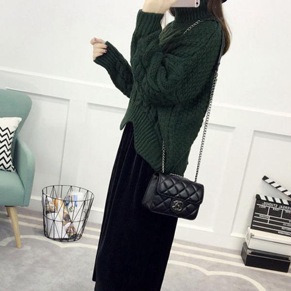 Autumn and Winter Korean Version of Loose Bottoming Shirt Turtleneck Pullover Sweater Female Student Short Thick Woolen Coat Thick