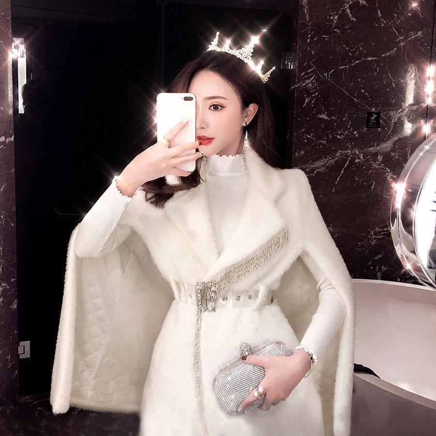 Net Red Temperament Elegant Cloak Jacket Suit Collar Cloak Women's Coat Winter and Spring Style Tassel Beaded Loose Women's Jacket