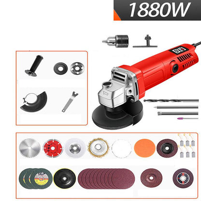 1880W Luxury Multi-function Angle Grinder Set Wired Electric Grinder Handheld Polisher Power Tool