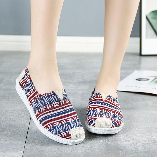 Old Beijing Cloth Shoes Female Autumn One Pedal Lazy Flat Soft Sole Shoes Breathable Canvas Shoes Mother Lady