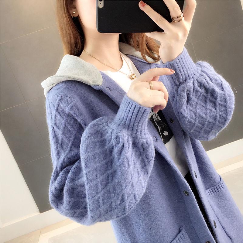 Autumn and Winter Knitted Plus Size Sweater Mid-length Korean Loose Sweater Thickened Simple Casual Women's Hoodie