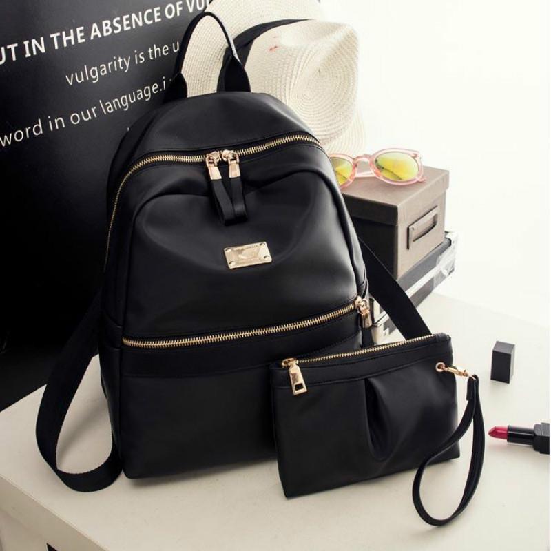 2021 Oxford Cloth Shoulder Bag College Style Wild Fashion New Ladies Backpack Casual Canvas Bag Black Two-piece Suit