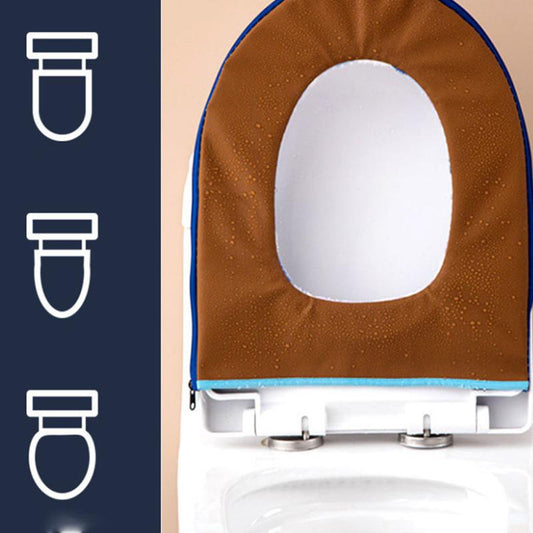 1-Piece Zipper Toilet Seat Four Seasons Universal Plush Thickened Waterproof Belt Portable Cute Embroidery Cover