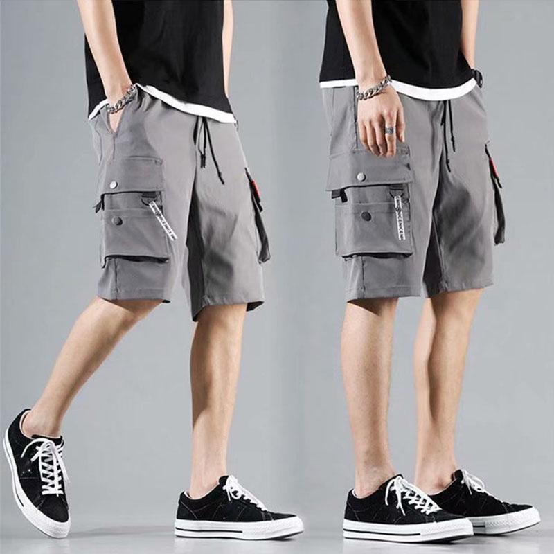 Men's Overalls Shorts Loose Multi-pocket Pants Casual Student Five-point Pants Summer Thin Lightweight Sports Breathable Outer Shorts