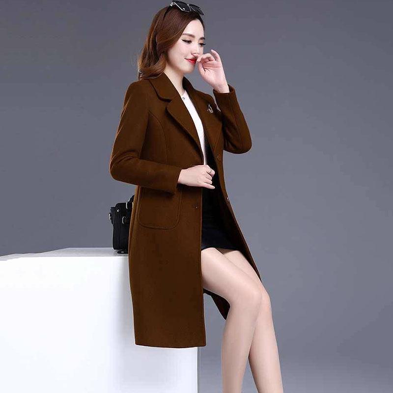 Women Wool Coat 2019 Winter Single Breasted Elegant Female Wool Blends Coat Autumn Jacket Overcoats