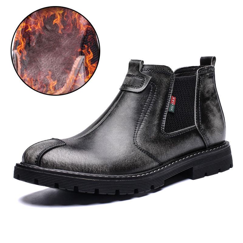 Martin Boots Men's Boots Men's Autumn British Style Retro High Top Shoes Chelsea Leather Booties