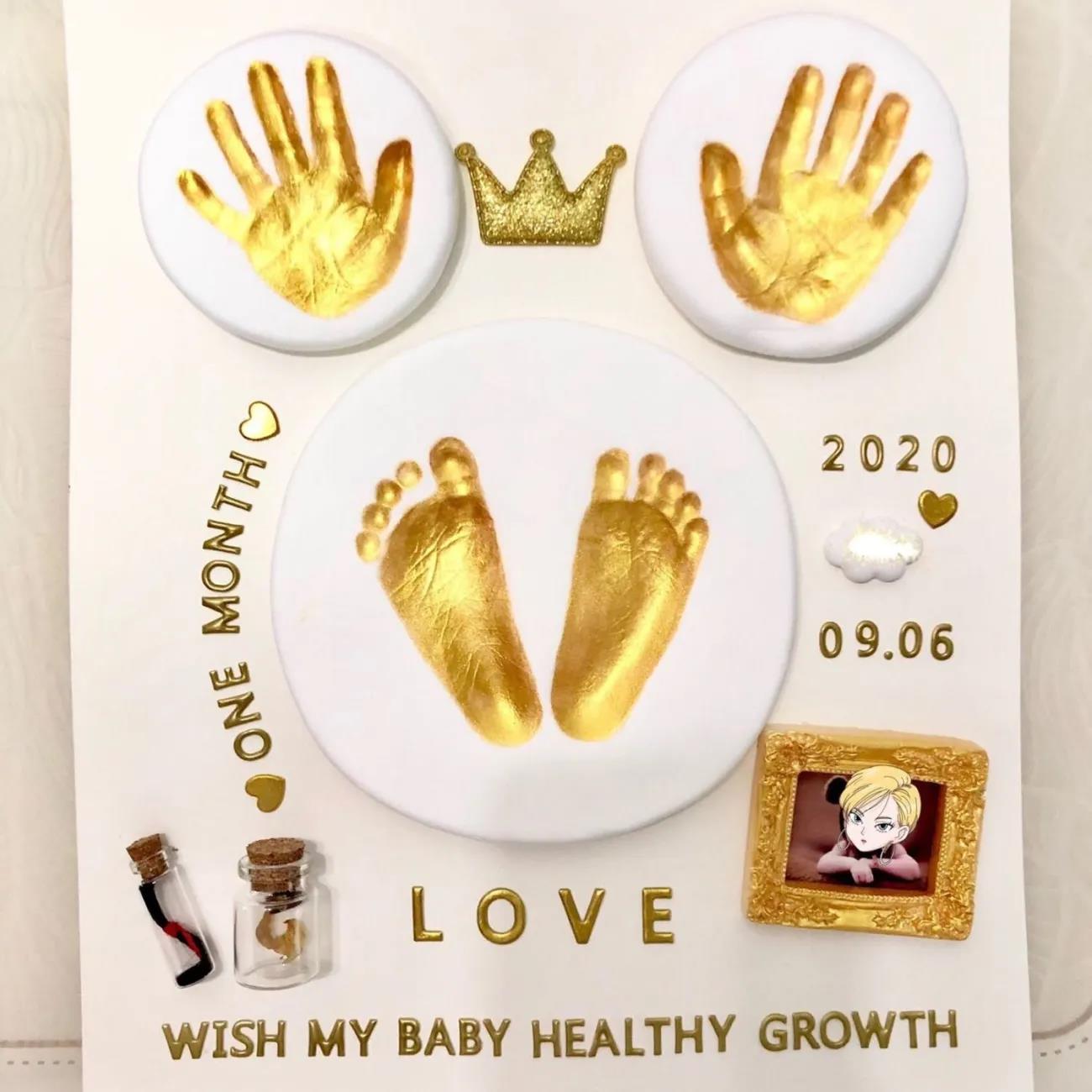 Baby Full Moon Souvenir Hand and Foot Prints Hand and Foot Prints Mud Baby Centenary Gift Newborn Creativity Forever