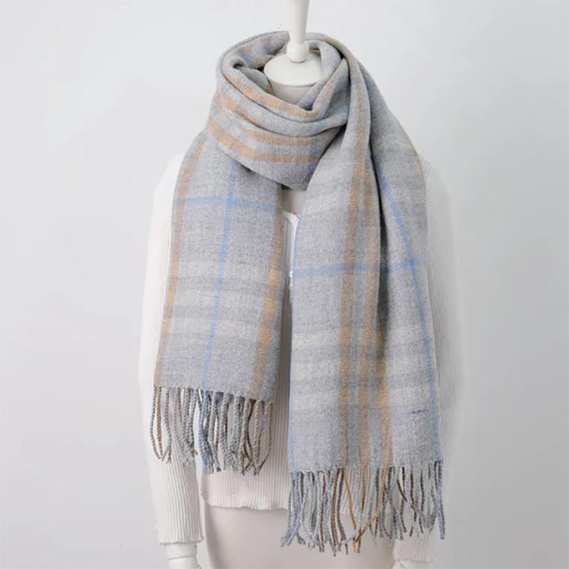 Scarf Female Winter Korean Wild Plaid Wool Imitation Cashmere Scarves Winter Ladies Thick Scarf