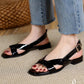 Fairy Style Sandals Female Summer Flat Bottom All-match Soft-soled Slippers Soft Leather Low-heeled Cross Roman Sandals