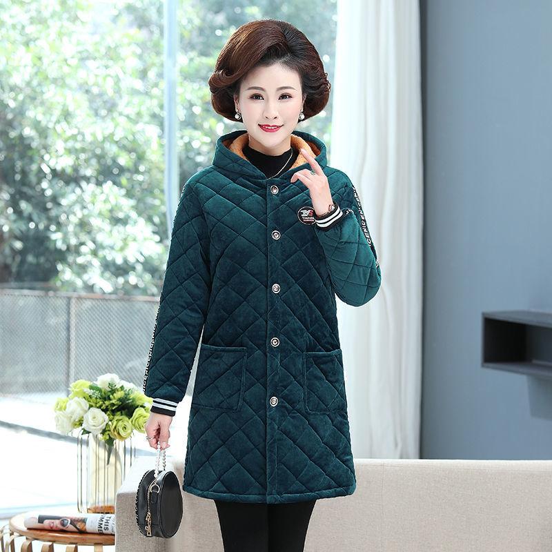 2021 Winter Three-layer Plus Velvet Plus Cotton Overalls Long-sleeved Cotton-padded Jacket Women's Plus Size Jacket Overalls Mid-length Warm Top