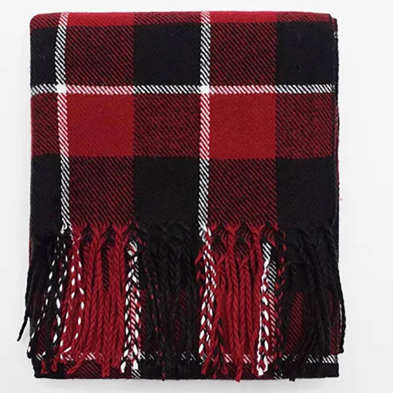 Plaid Scarf Women's Winter Korean Style Wild Japanese Autumn and Winter Imitation Cashmere Warm Tassel Scarf