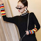 Autumn and Winter Striped Long-sleeved T-shirt Half High Neck Bottoming Shirt Loose Fashion Top