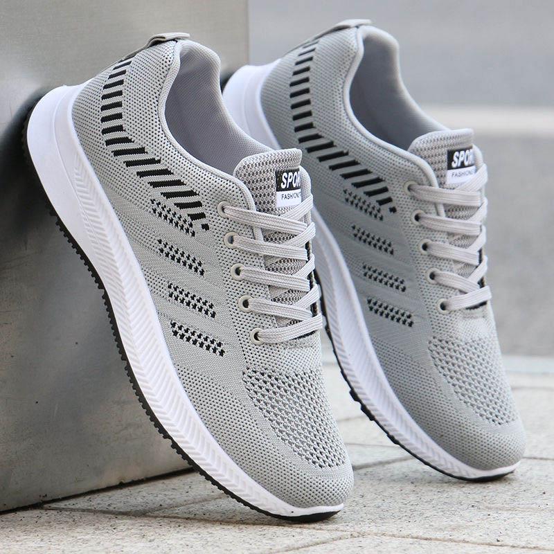 Plus Size 39-44 Summer Men Mesh Letter Sneakers Anti-Slippery Breathable Basketball Shoes Wild Non-slip Comfortable Running Shoes Travel Shoes