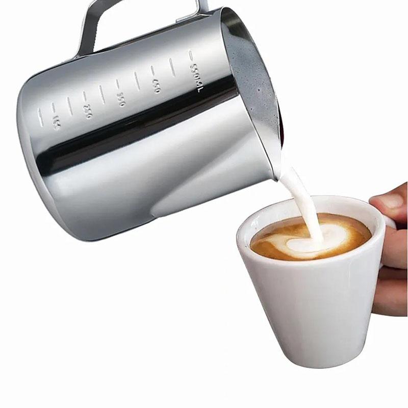 Milk Jugs 304 Stainless Steel Frothing Pitcher Pull Flower Cups Coffee Milk Frother Latte Art Milk Foam Tool Coffeware