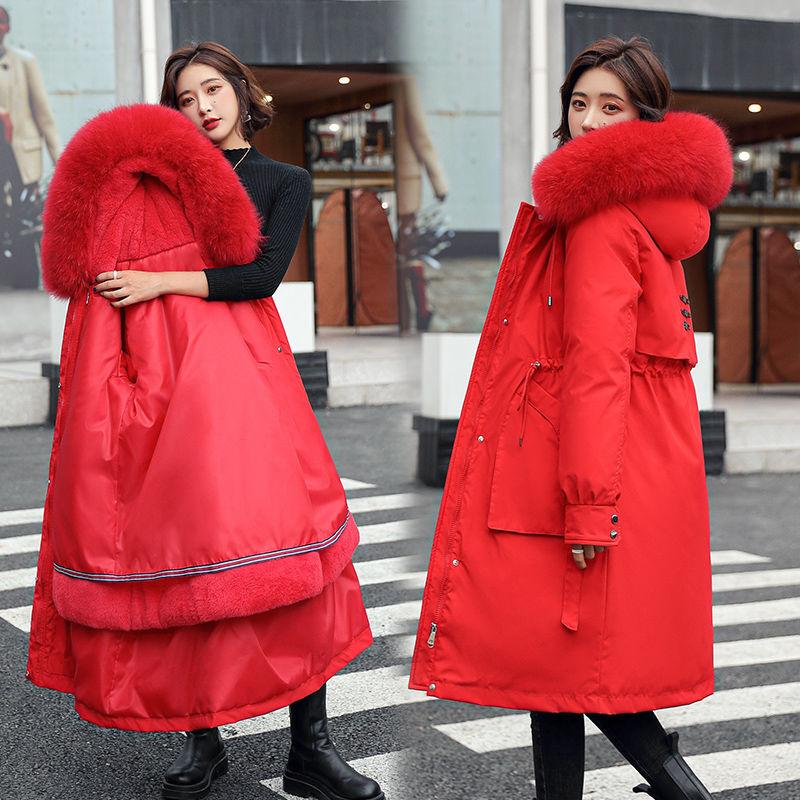 Winter Snow Wear Long Women's Jacket Fur Hoodie Ladies Fur Lining Thick Fashion Warm Winter Coat