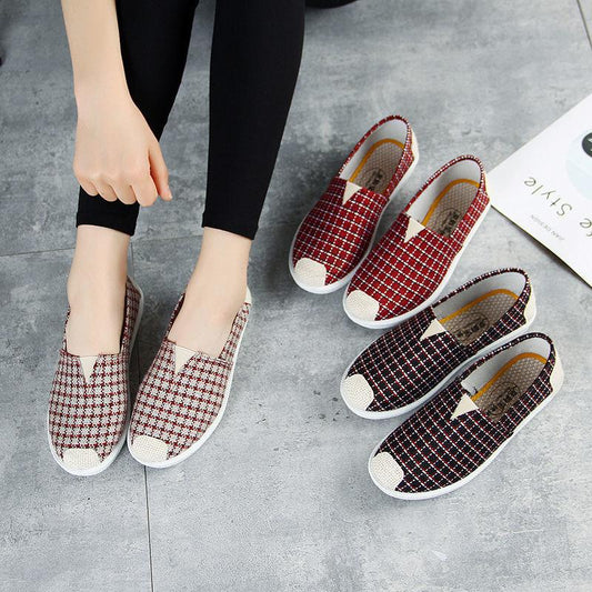 Old Beijing Cloth Shoes Female Autumn One Pedal Lazy Flat Soft Sole Shoes Breathable Canvas Shoes Mother Lady