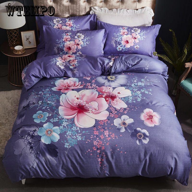 Brand Fashion 3D Flower Printing Duvet Cover Set with Pillowcase Bedding Set Quilt Cover Set