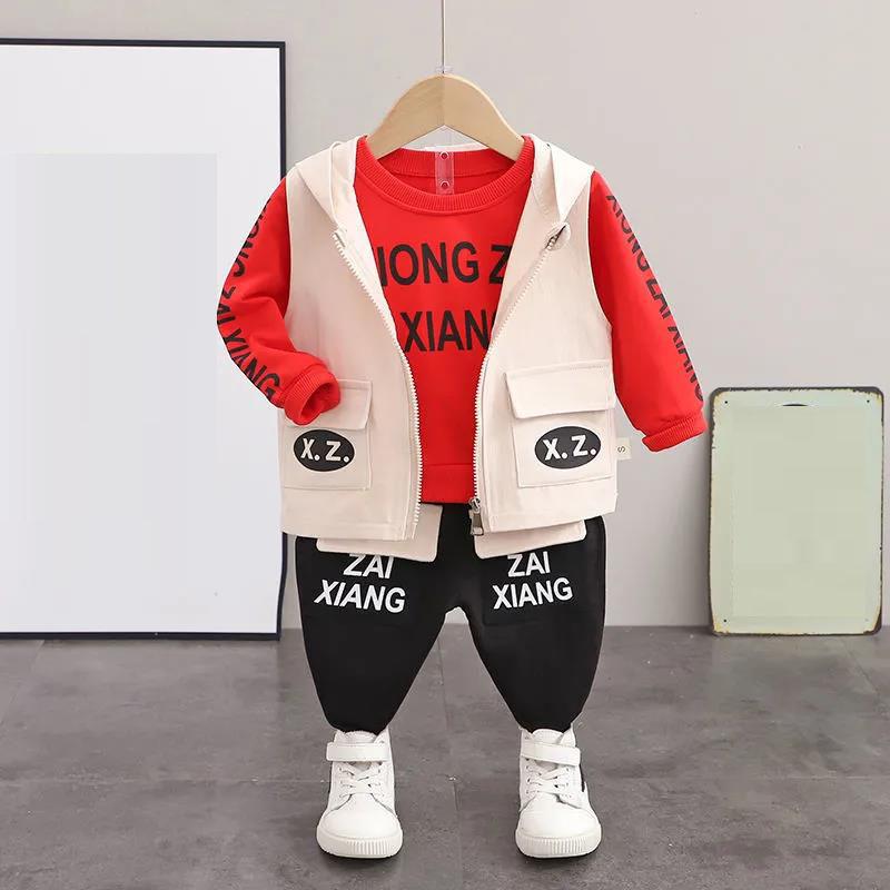 Boy's Spring and Autumn Clothes Children's Denim Suit Male Baby Three-piece Western-style Casual Set