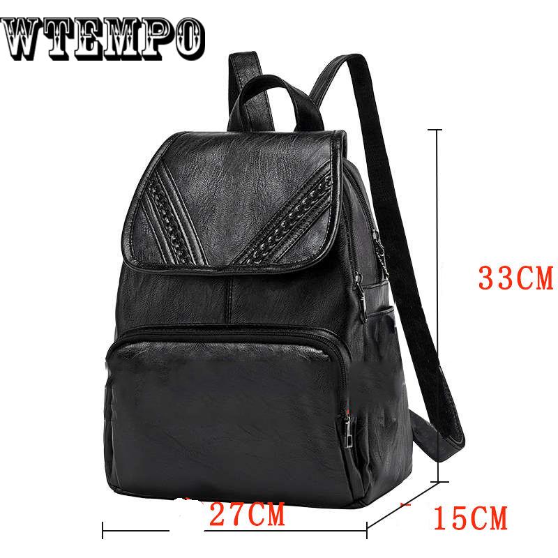 Backpacks Leather Female Women Backpack First Layer Cowhide School Bags Black Hardware