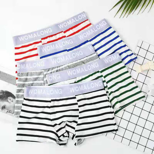 4 Pieces of Men's Underwear Boxer Shorts Youth Underwear Striped Boys Fashion Sexy Plus Size Striped panties