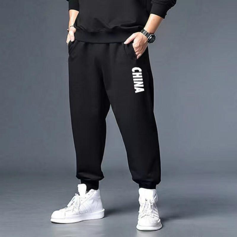 Plus Fat Plus Size Men's Sports Pants Loose Casual Stretch Thin 9-point Pants