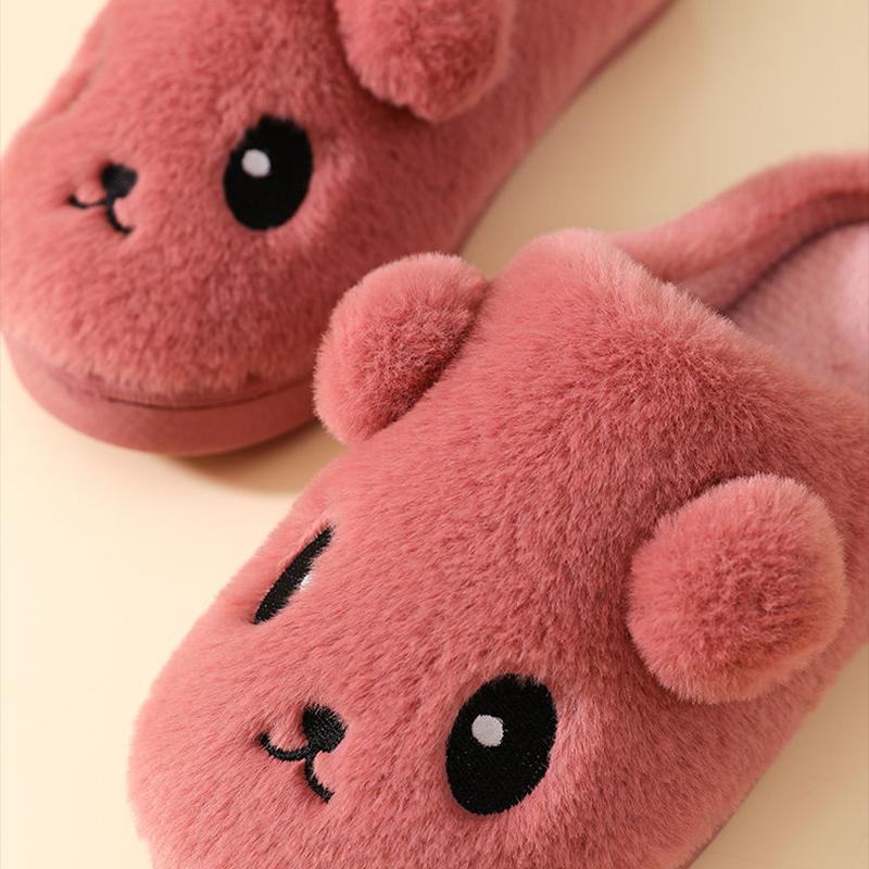 Autumn and Winter Cotton Slippers Female Cute Plush Couple Half-pack with Warmth and Non-slip Plush Slippers for Home Indoor