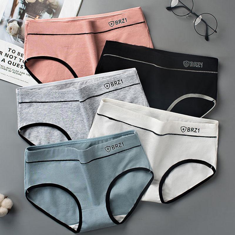 4PCS Women's Korean Cotton Underwear Girl Student Japanese Antibacterial Briefs Sexy Mid-waist Breathable Thin Large Size Briefs