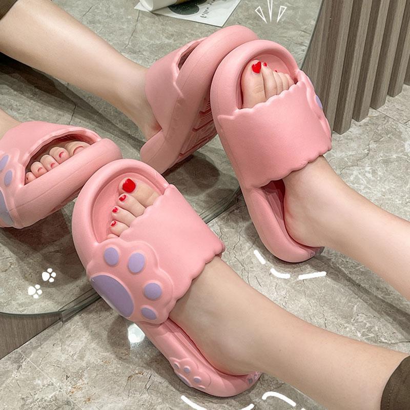 Cloud Bear Paw Soft Sandals and Slippers Women Cute Summer Home Non-slip Indoor Couple Thick-soled Shoes Men