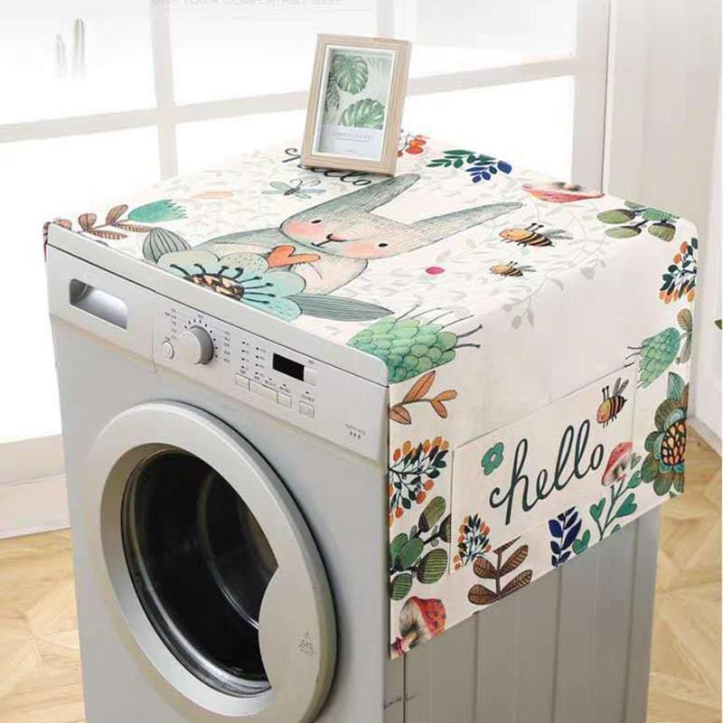 Refrigerator Cover Cloth Towel Nordic Style Linen Waterproof Tablecloth Washing Machine Cover Cover Towel Microwave Oven Cover Cloth