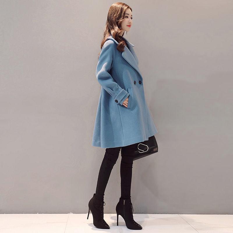 Winter and Spring Women's Mid-length Woolen Coat Fashionable Loose Popular Woolen Coat