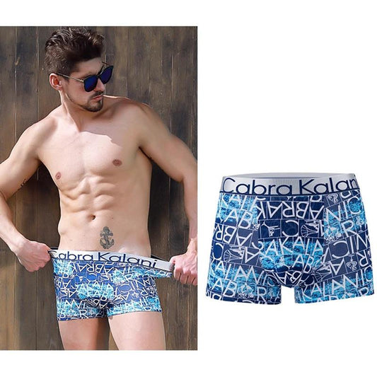 3 PCS Men's Underwear Modal Ice Silk Antibacterial Boxer Shorts Men's Underwear Boxer Briefs Men's Side Seamless Breathable Patterned Underpants