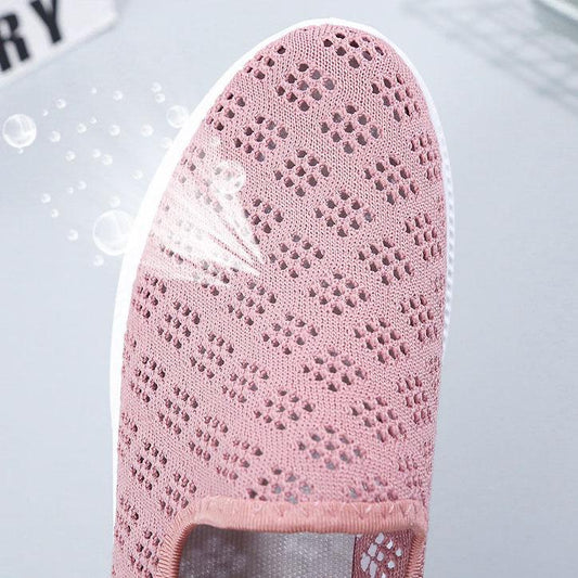 Summer Hollow Out Shoes Female Breathable Sneakers Mother Casual Mesh Shoes Solid Color Walking Single Sports Shoes