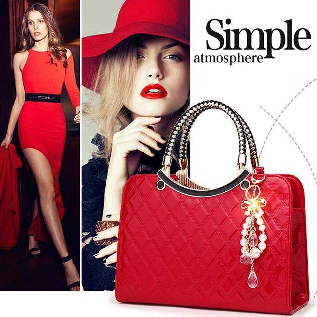 Patent Leather Handbag Tote Bag Shoulder Bags Handbags PU Leather Tassel Shoulder Messenger Bag